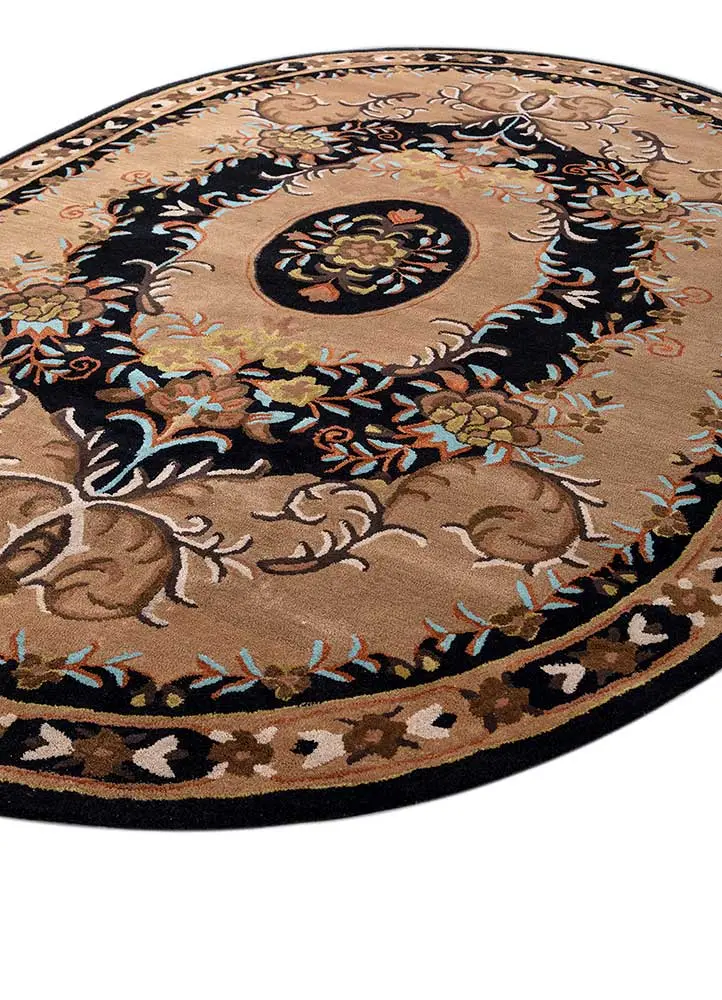 INDIAN TAN/EBONY HAND TUFTED RUG