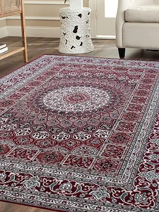 TRADITIONAL MANDALA RED HAND-KNOTTED RUGS