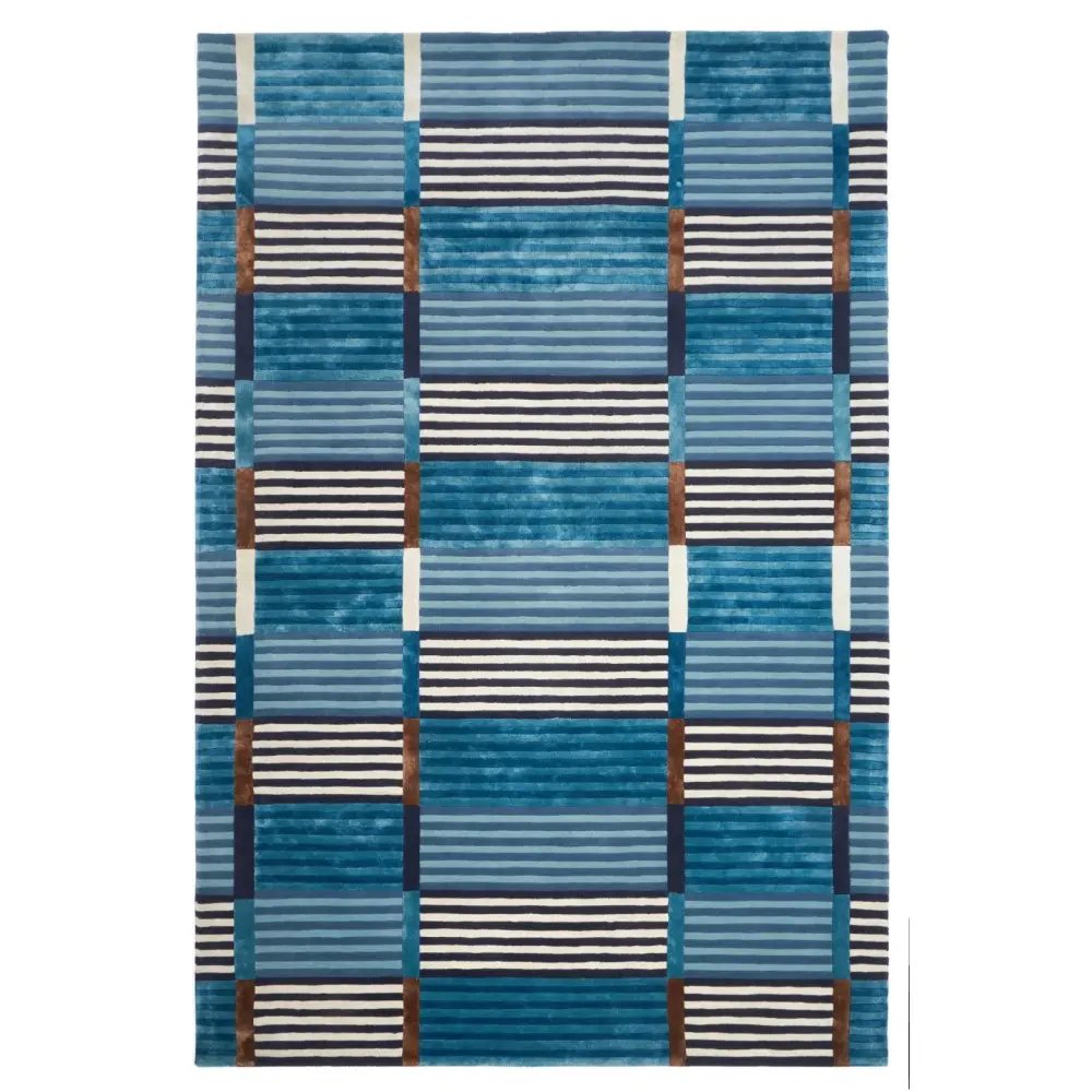 STRIPED ADMIRAL BLUE HAND TUFTED RUG