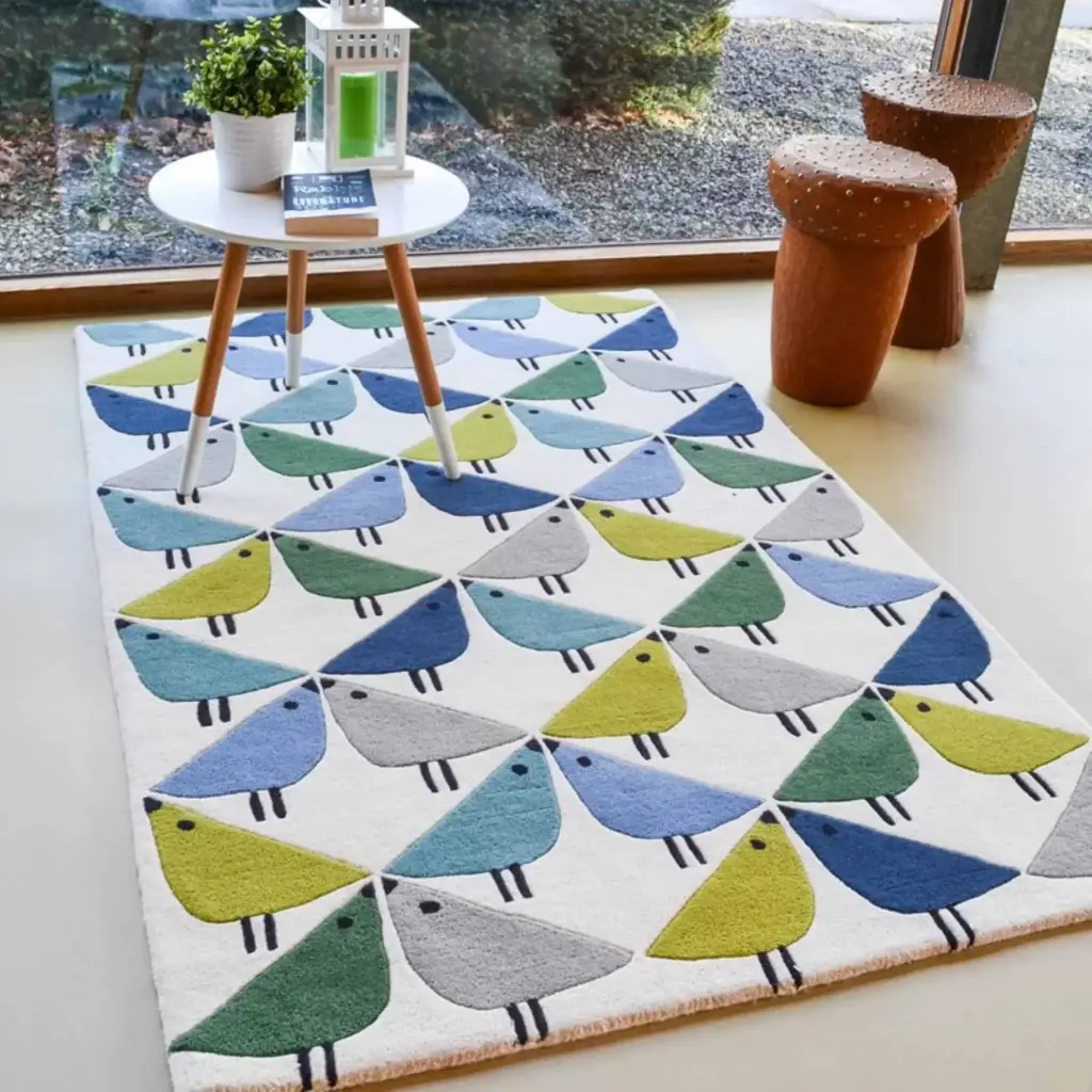 MODERN BIRDS DESIGN HAND TUFTED RUG