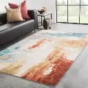 LIGHT TURQUOISE/GOLD HAND TUFTED RUG