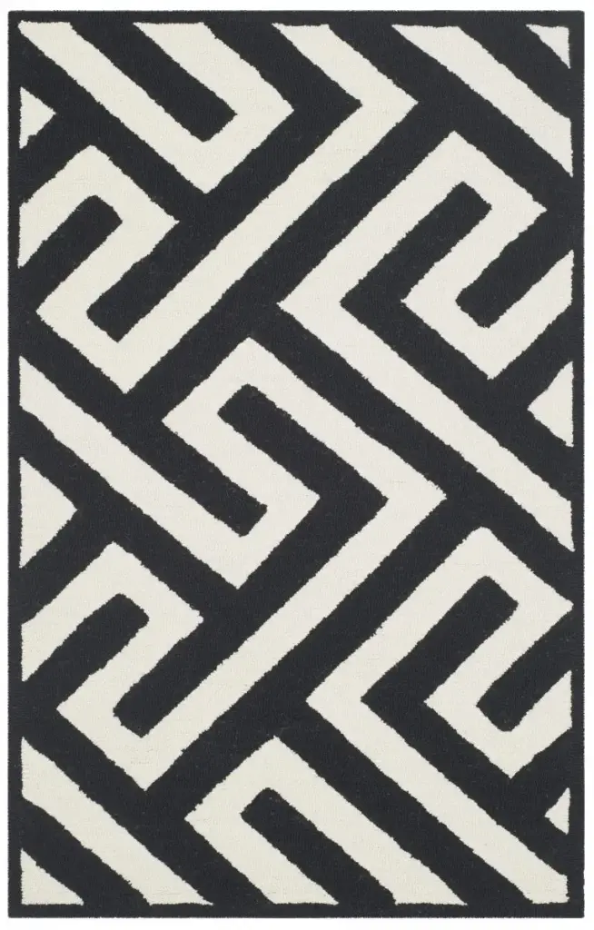 OUTDOOR IVORY - BLACK HAND TUFTED RUG