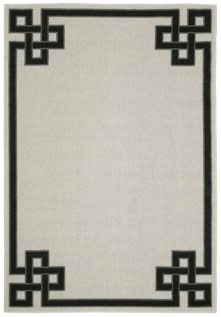 OUTDOOR BEIGE - BLACK HAND TUFTED RUG