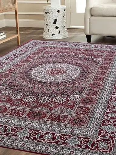 TRADITIONAL MANDALA RED HAND-KNOTTED RUGS