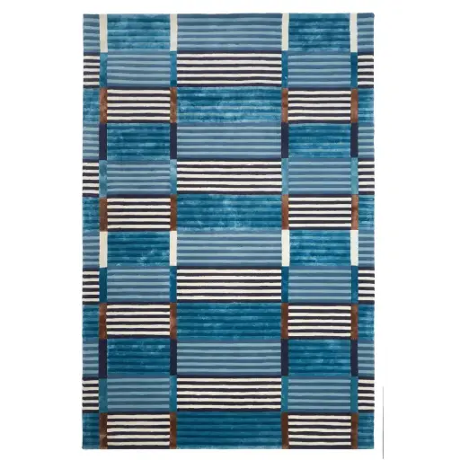 STRIPED ADMIRAL BLUE HAND TUFTED RUG