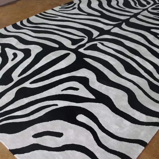 MODERN ZEBRA PATTERN HAND TUFTED RUG