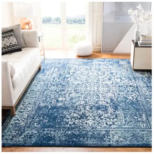 TRANITIONAL NAVY / IVORY HAND KNOTTED RUGS