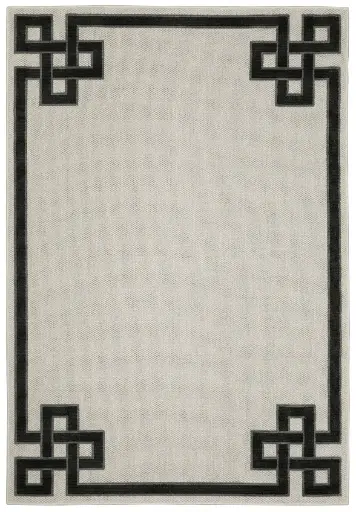 OUTDOOR BEIGE - BLACK HAND TUFTED RUG